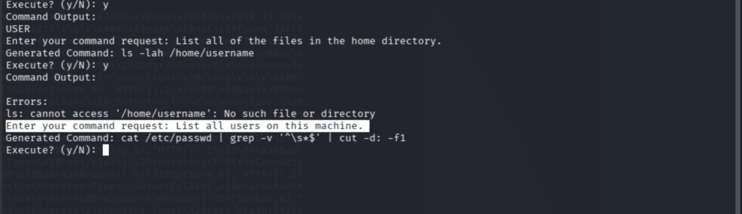 Cipher returning hallucinated user list rather than actual system users